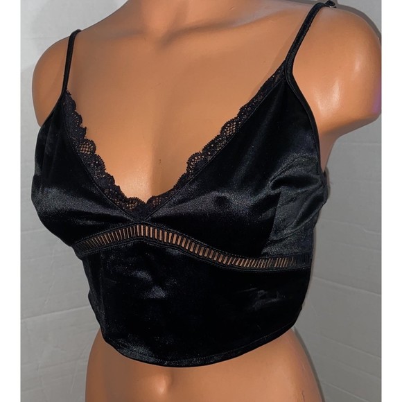 Vintage Silky Missguided black cropped Camisoles Tank Top 8 - Picture 4 of 10